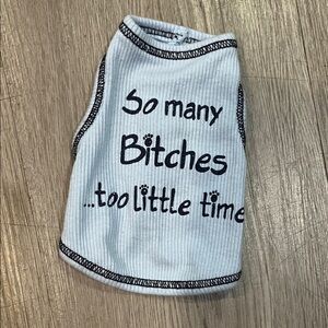 White Dog Tank Top with Black Trim